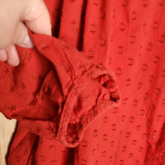 Universal Thread Womens Red Textured Print Gauzy Puff Sleeve Top Large - Picture 5 of 7